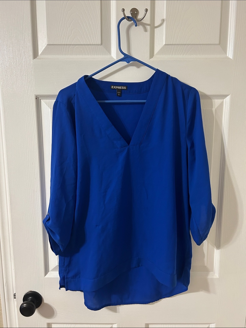 Express Women’s Cobalt V-Neck Blouse
